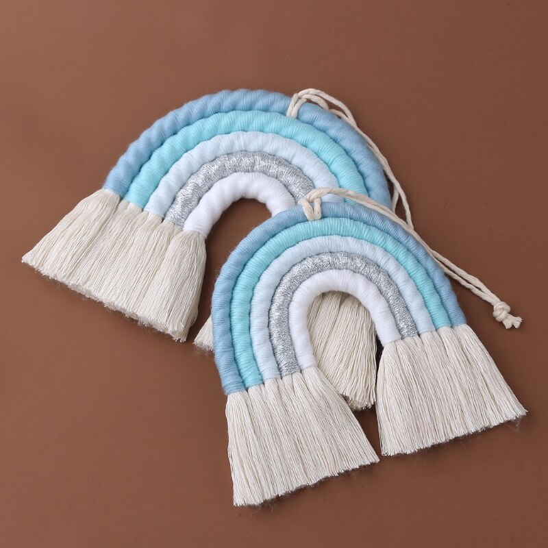 Nodic Stijl 8 Lijnen Hand Geweven Rainbow Macrame Wandtapijt Baby Jongens Baby Meisjes Kids Room Decor Muur Opknoping Decor speelgoed Home Decor