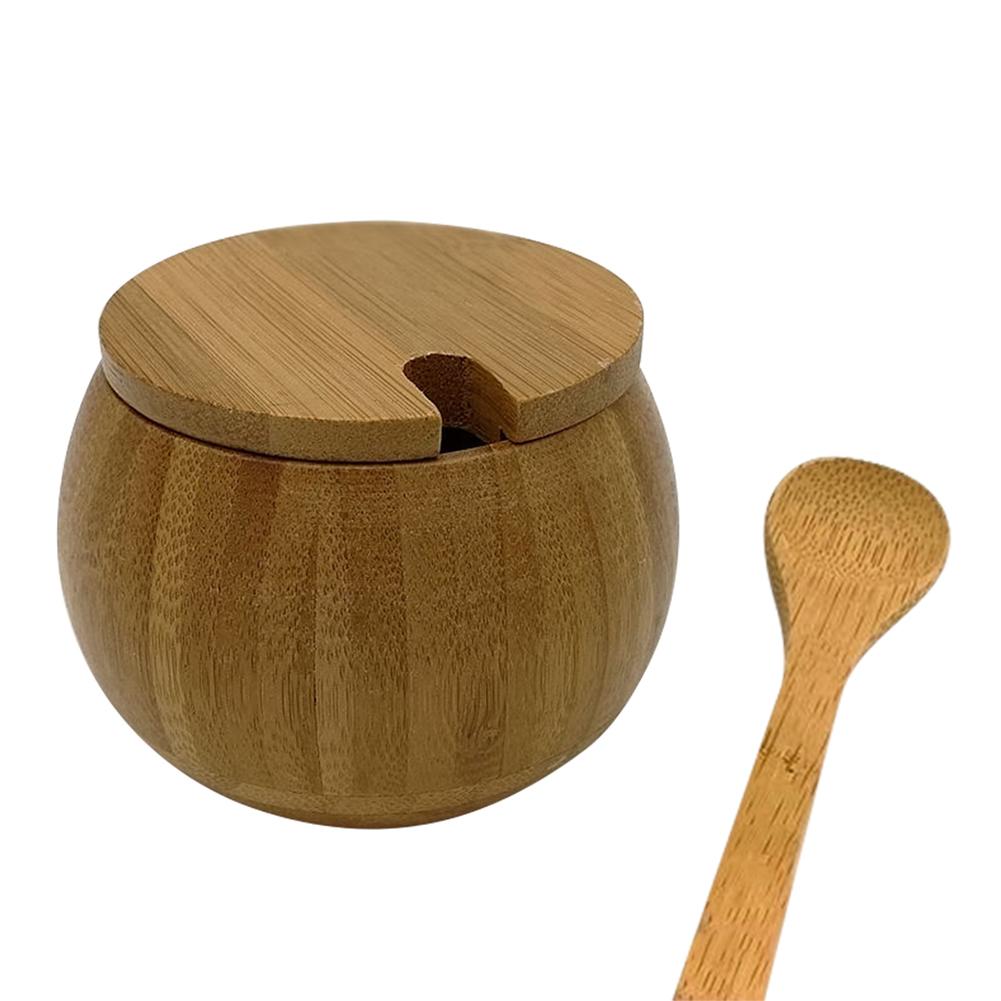 1pcs Spice Jar Bamboo Seasoning Box Kitchen Spice Storage Bottle Jars With Lid Salt Pepper Cumin Powder Bamboo Salt Can Box Tool