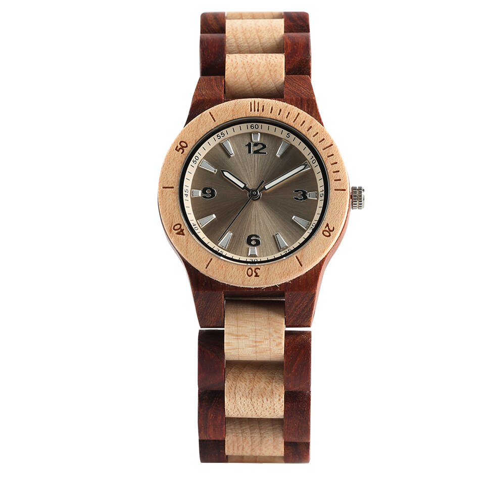 Redfire dame ure i fuld træ quartz naturligt træ kvinders afslappet armbåndsur armbånd lås kvinde ur: Brun