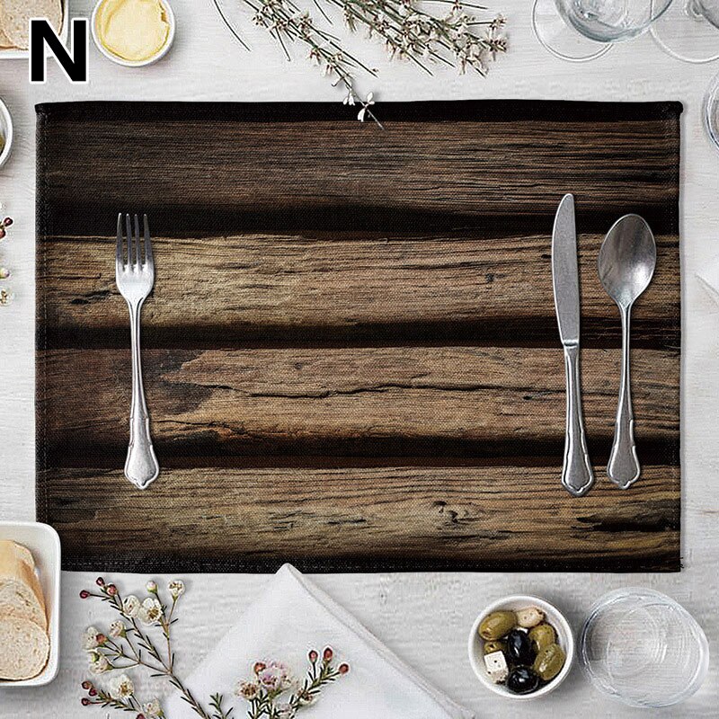 Wood Grain Dining Table Mat Rectangle Heat Insulation Placemat Dining Table Tableware Kitchen Supplies Home Decorative: N