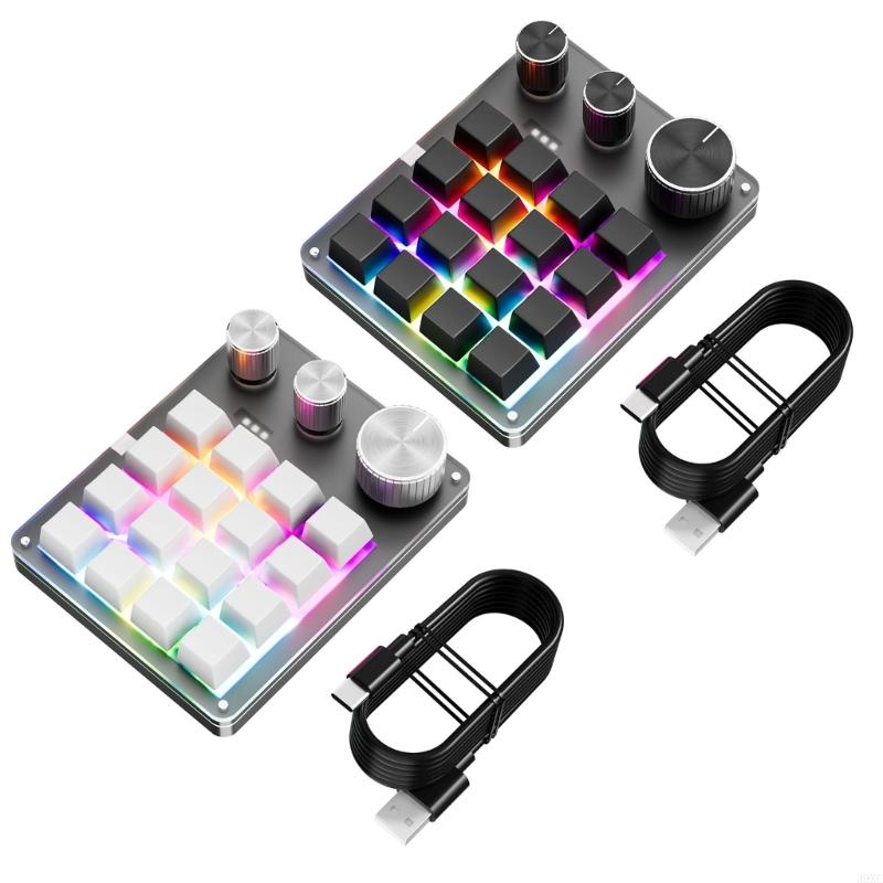 39XC Ein Handmakro-programmierbare Tastatur Mini 16-Key 3 Knöpfe Mechanische Tastatur