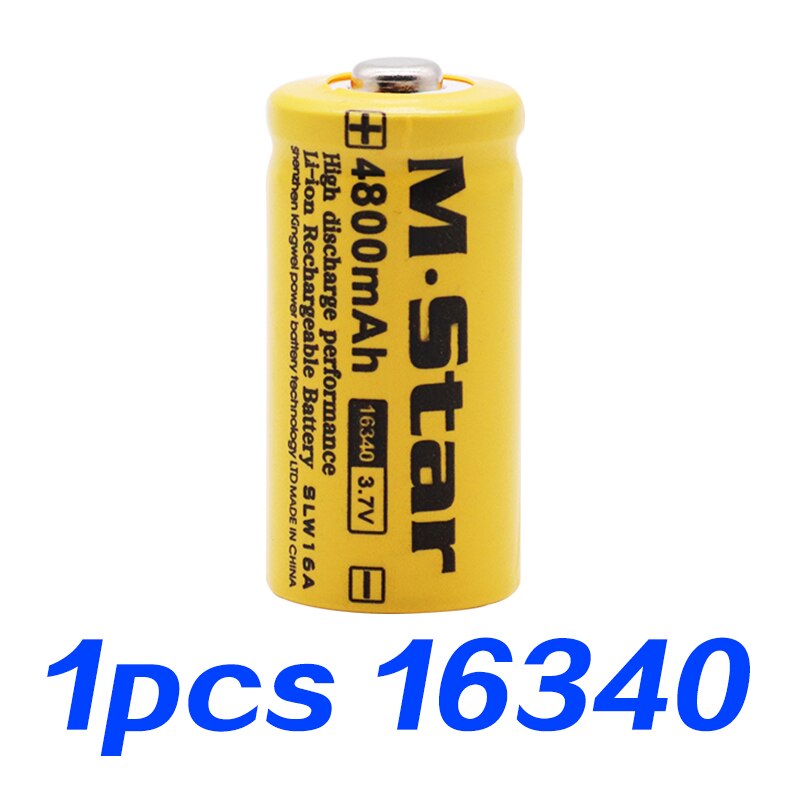 4800Mah Oplaadbare 3.7V Li-Ion 16340 Batterijen CR123A Batterij Voor Led Zaklamp Lader, reizen Voor 16340 CR123A Batterij: 1pcs