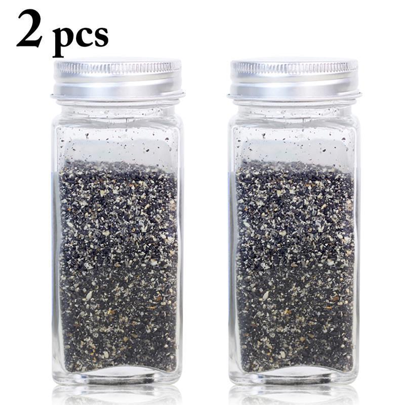 Agitadores de sal y pimienta de vidrio grueso, tarro de condimentos, herramienta para barbacoa, botellas, contenedor de vinagrera, agitador de condimentos, 2/4 Uds.: Transparente
