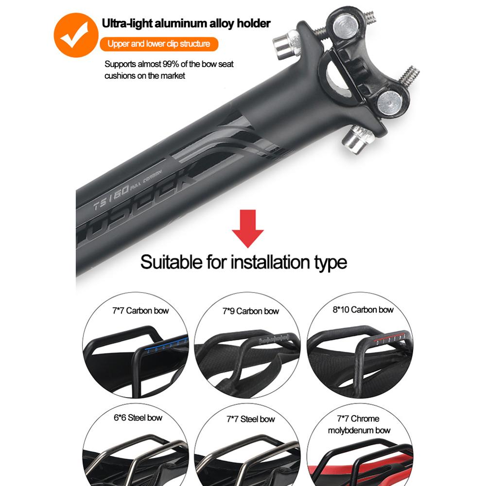 Fietszadelpen, 27,2/30,8/31,6 mm, carbon fietszadelpen voor MTB, mountainbike, racefiets (27,2 x 350 mm