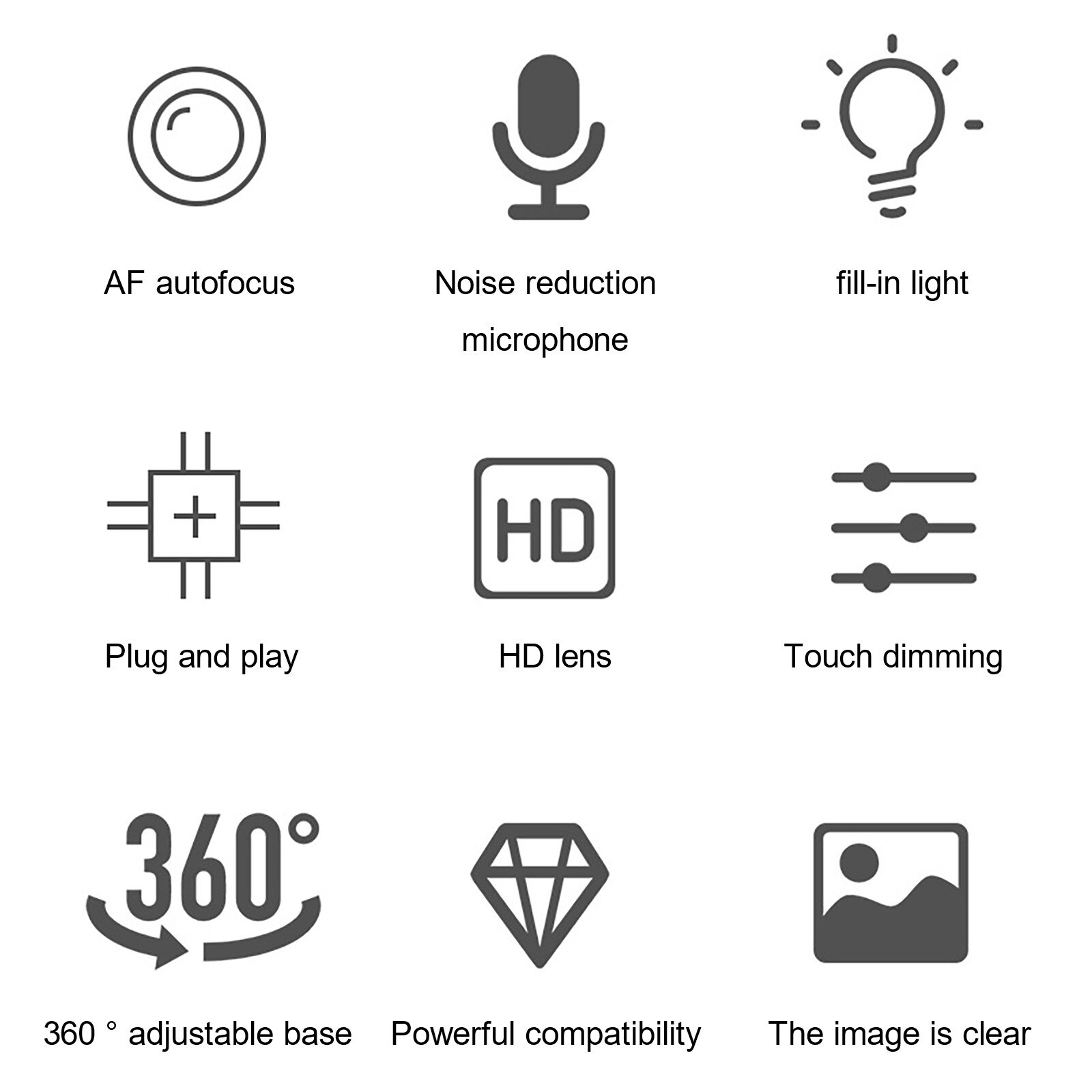 Wired Webcams USB2.0 Plug&Play 2K HD Built-in Mic Touch Control 3Level Ring Light Web Cameras For PC Desktop Laptop