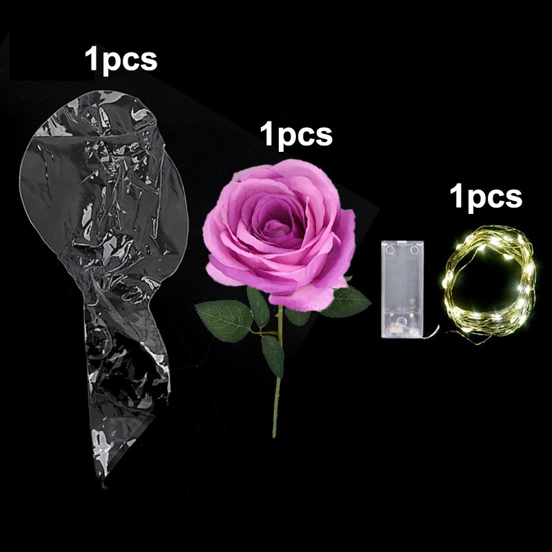 Kit de Globos Led transparentes, globo de burbujas de cuello ancho con luces, accesorios de flores para boda, decoración de PVC: light purple