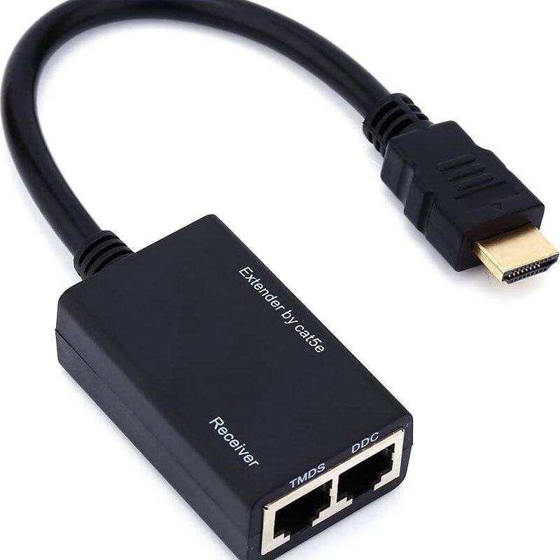 HDMI-compatible to RJ45 converter Dual port network cable CAT5e/6 HD 1080P video signal extender 30M for HDTV DVD PC