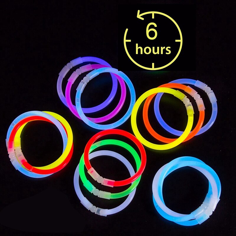 Pulseras que brillan en la oscuridad-Pulseras que brillan en la oscuridad a granel-favores de brillantes-pulsera de 8 pulgadas-Colores de neón-Mezcla, 200 piezas