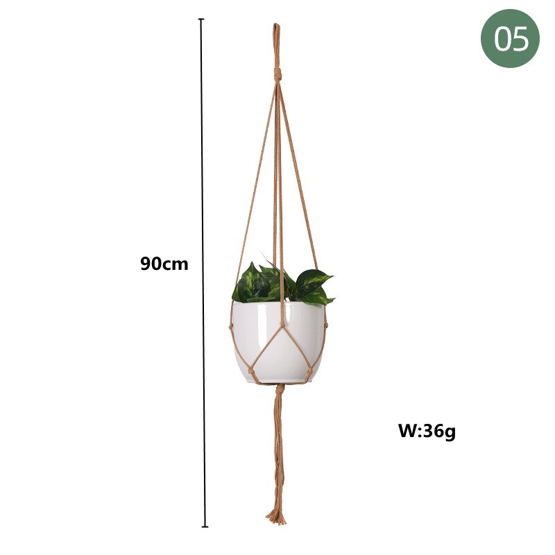 Macrame Handgemaakte Plantenhanger Manden Bloempotten Houder Balkon Hangende Decoratie Geknoopt Hijstouw Huis Tuinbenodigdheden: Roze