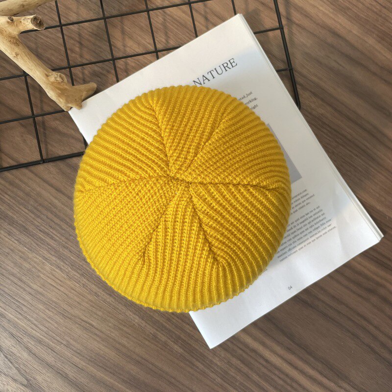 Ull strikket lue for menn og kvinner cap enkel stil hodeplagg ren farge strikking allsidig uformell høst og vinter varm lue
