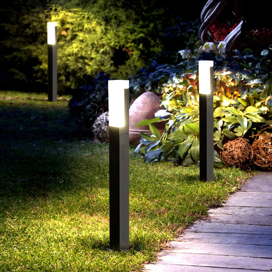 10w utendørs led-plenlamper med bevegelsessensor og påle i aluminium, vanntett hagesti, søylelys, landskapslampe