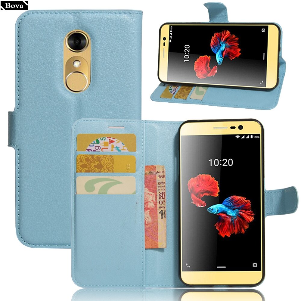 Pour ZTE Blade A910 étui portefeuille en cuir synthétique ZTE A910 porte-carte étui de téléphone pour ZTE Blade A910 étui de protection étui étui: Blue JFC