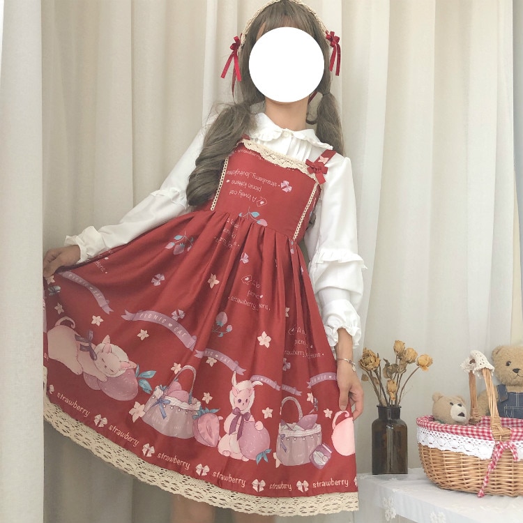 Été JSK doux Lolita robe à glissière à volants Lolita gâteau fronde falbala robe mignonne rebbit robe et blouse