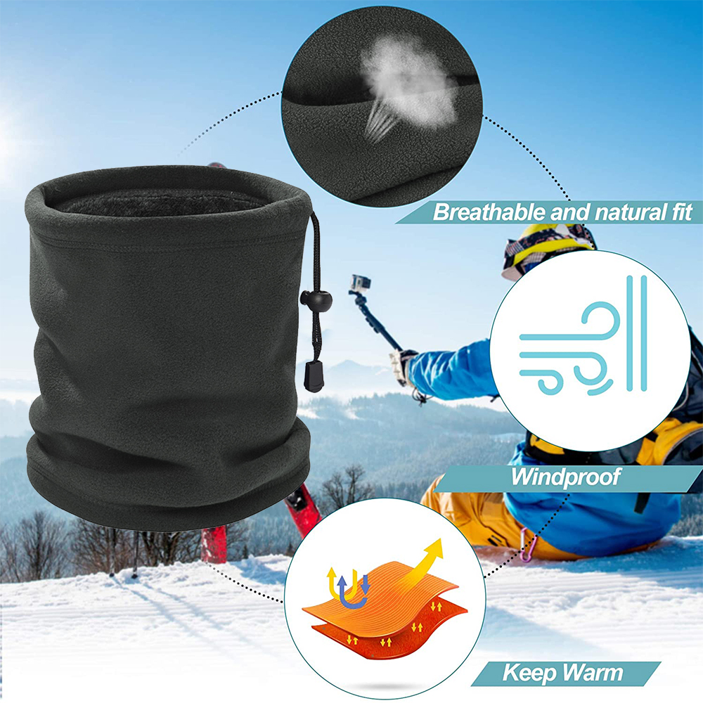 Thicken Fleece Neck Gaiters Adjustable Neck Warmer Face Mask for Hiking Skiing Snowboarding Winter Outdoor Sports