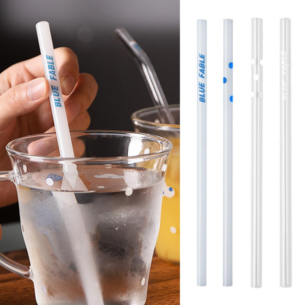 Unieke Multifunctionele Glas Smoothies Stro Leuke Gedrukt Patroon Sap Rietjes Duurzaam Voor Keuken
