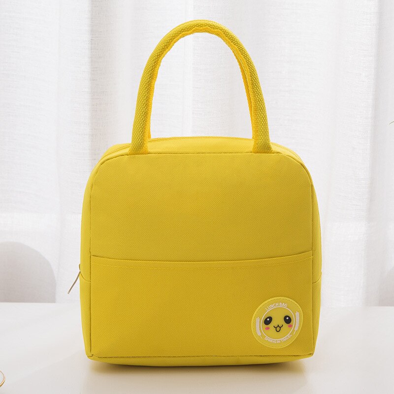 PURDORED 1 Pc Candy Color Lunch Bag for Women Waterproof Oxford Food Picnic Fresh Bento Food Pouch Insulated Student Cooler Bags: yellow
