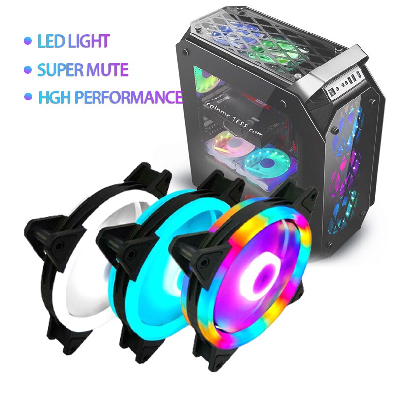 12CM 15LED 120mm PC Computer Super Mute LED Case Fan Cool LED Dual Aperture Computer Case Cooling High Performance Cooler