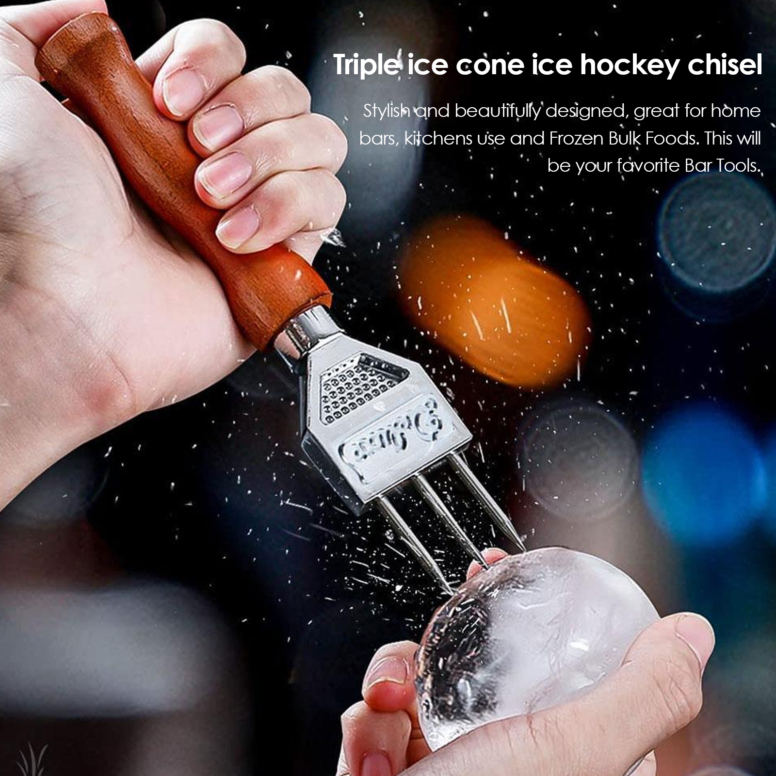 Stainless Steel Ice Pick with Wooden Handle and Sheath Kitchen Tool