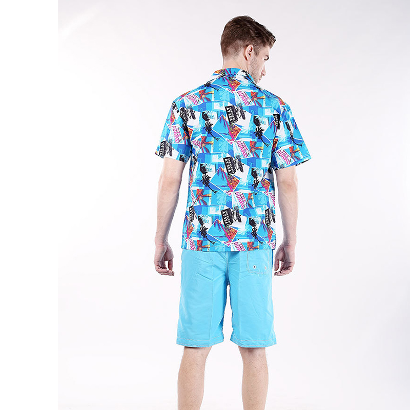 Short Sleeve Men&#39;s Beach Shirt Summer Cool Palm Tree Print Hawaiian Shirt Swim Shirts For Men Vacation Wear