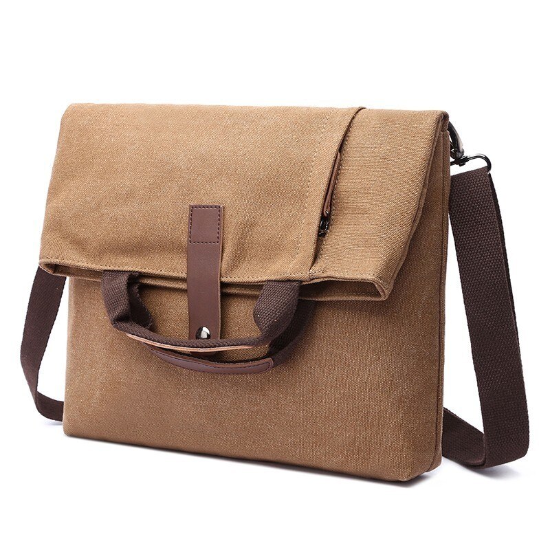 Bolso bandolera para ordenador portátil para hombre, maletín de lona antirrobo, Vintage, Retro, cruzado: Castaño