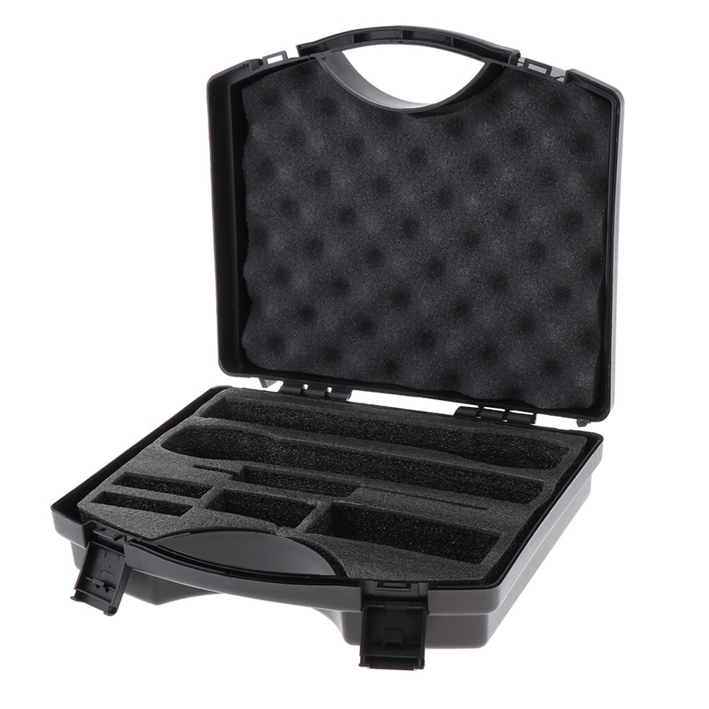 1x Durable Plastic Microphone Storage Case Box Fit 2 Mic Microphone Black