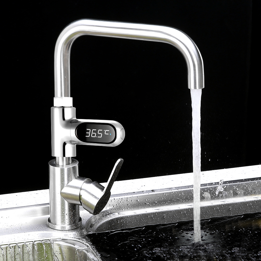Waterproof LED Screen Bath Water Temperature Monitor Digital Shower Water Thermometer Faucet Water Flow Power Temperature Meter