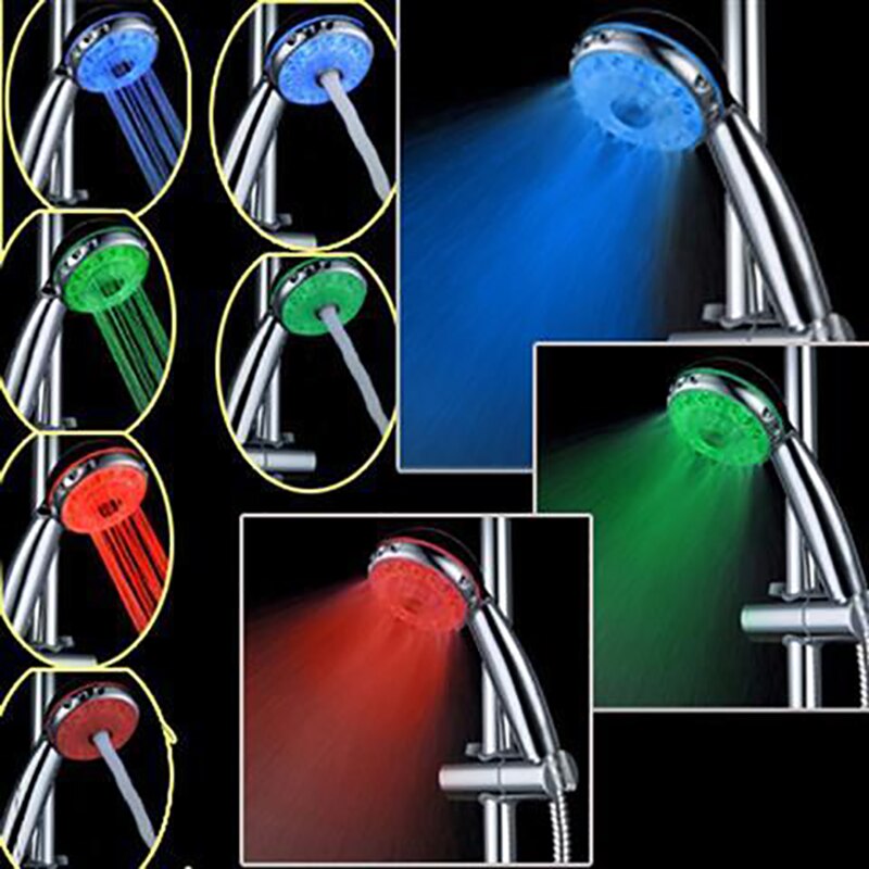 3 Mode 3 Color Led Shower Head Light Sprinkler Adjustable Temperature Sensor Bath Sprinkler Colorful Flash Bathroom Shower Head
