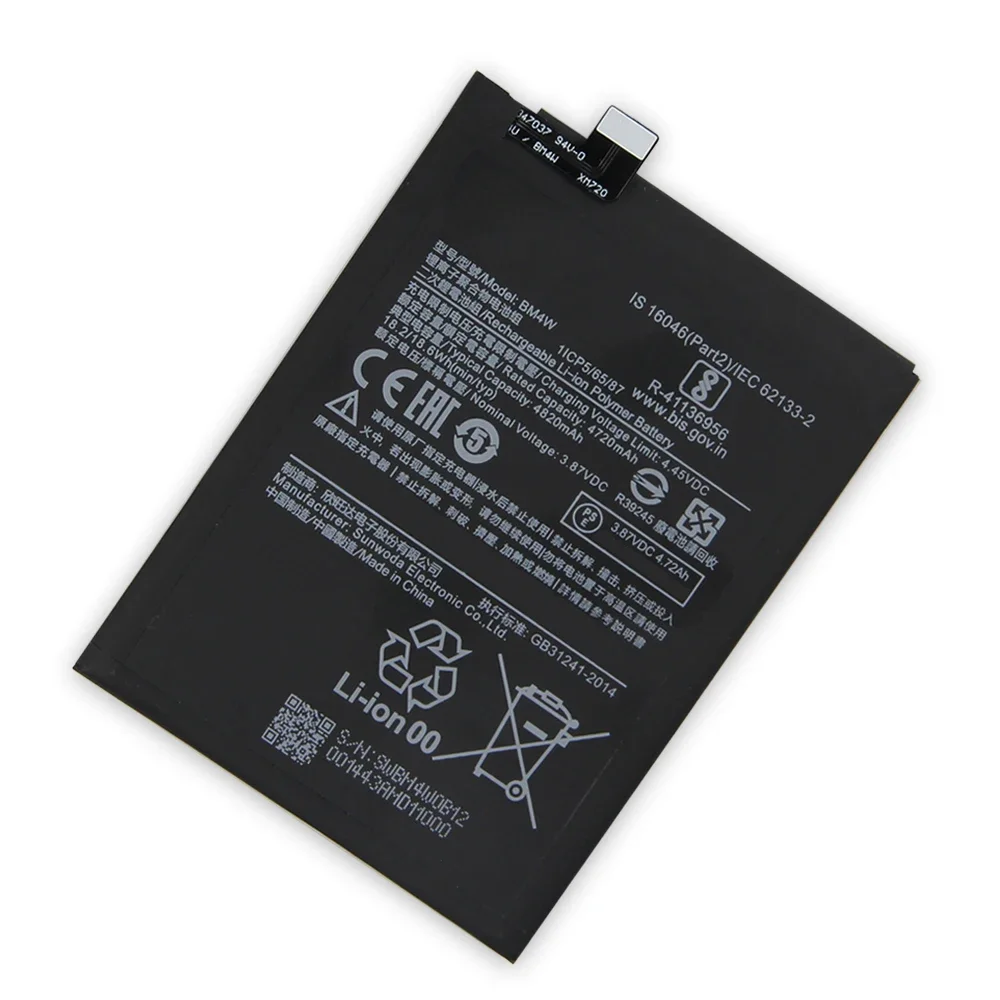 Production Replacement Battery For Xiaomi Mi 10T Lite Mi10T Lite 5G BM4W Rechargeable Phone Batteries 4820mAh