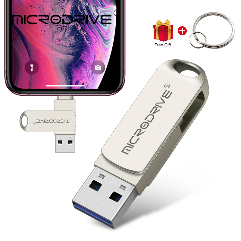 Rotate Usb 3.0 Flash Drive for iPhone with 2 in 1 USB-A to lightning interface 32-256GB pendrive for Iphone7/8/9/11/12/13 / Ipad