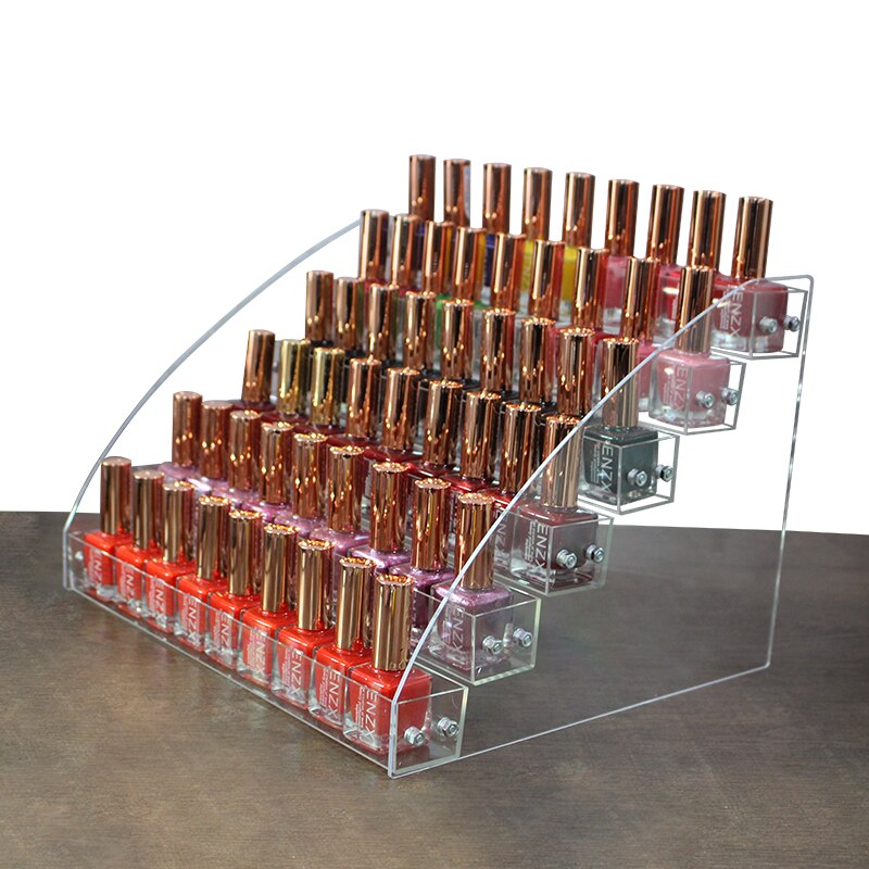 Flerlags akryl neglelak rack bordplade display stå klar læbestift holder æteriske olier hylde makeup opbevaring arrangør