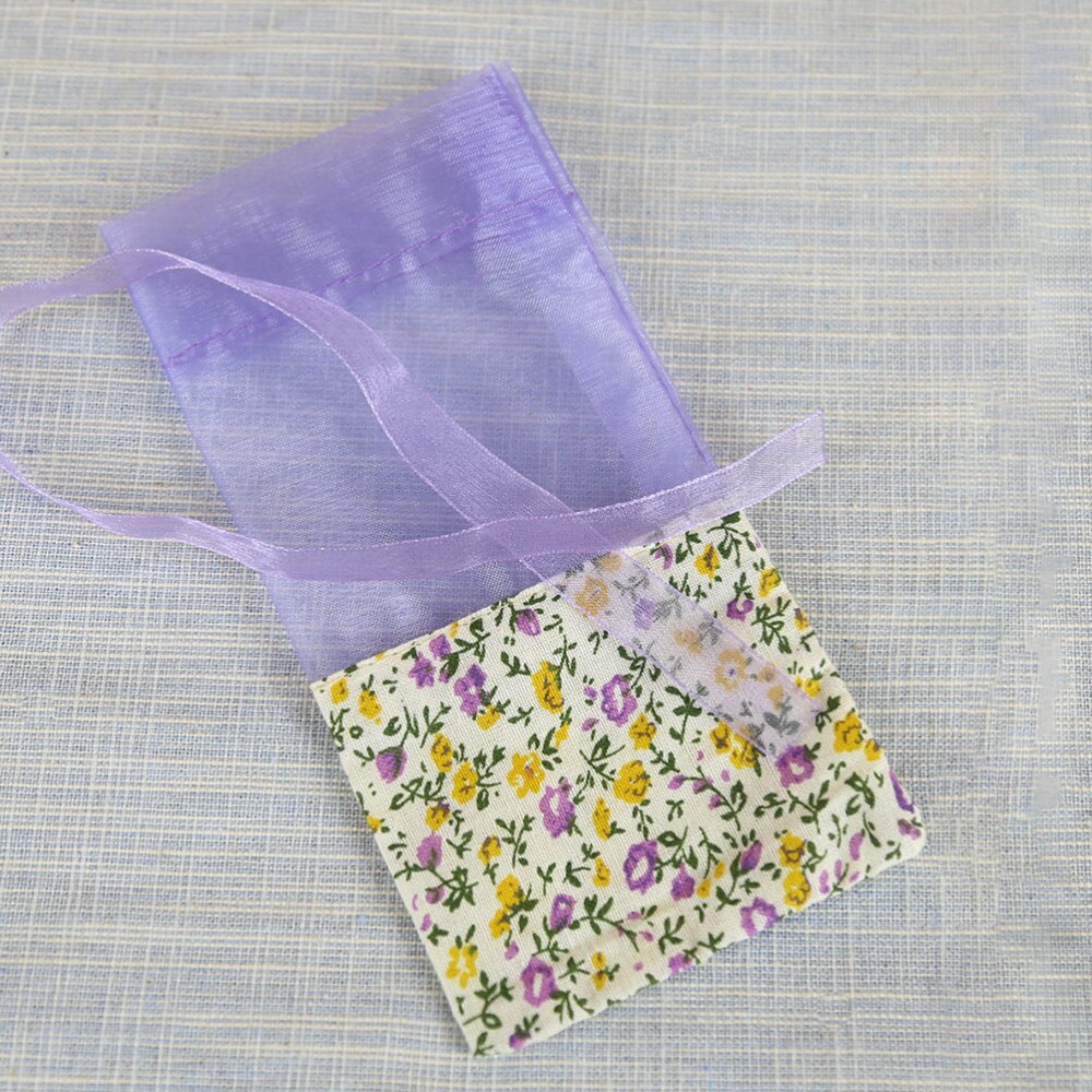 10pcs Floral Printing Lavender Bags Empty Fragrance Pouch Sachets Bag for Relaxing Sleeping Light Purple