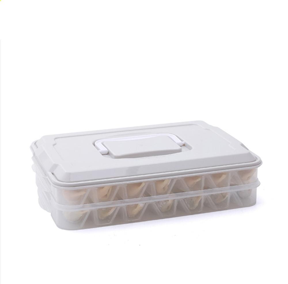 Multi-layer Dumplings Container Plastic Voedsel Doos Thuis Keuken Verse Luchtdichte Doos Koelkast Organizer: 2 tiers gray