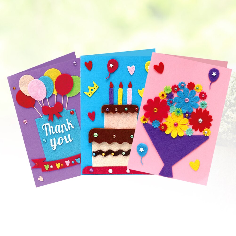3 Pcs Card Making Kit Cloth Handmade Greeting Card Kit Art Crafts Card DIY Material for Children Kids Teens