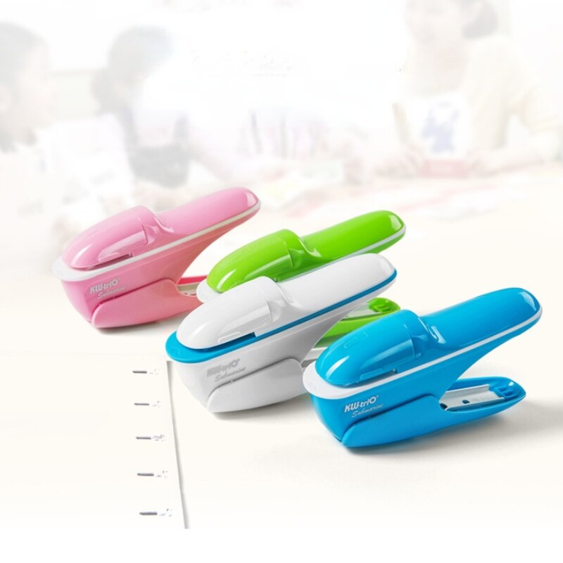 The Five-color Rounded Shape Handheld Safe Stapler Without Staples Can Bind 8 Pages of Paper for Office and Household Goods