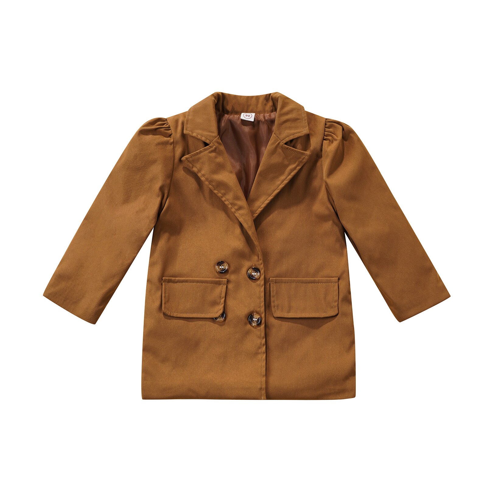 Veste 2 couleurs à manches longues pour fille de 1 à 6 ans, manteau de Blazer Double boutonnage à revers de couleur unie: A / 4T