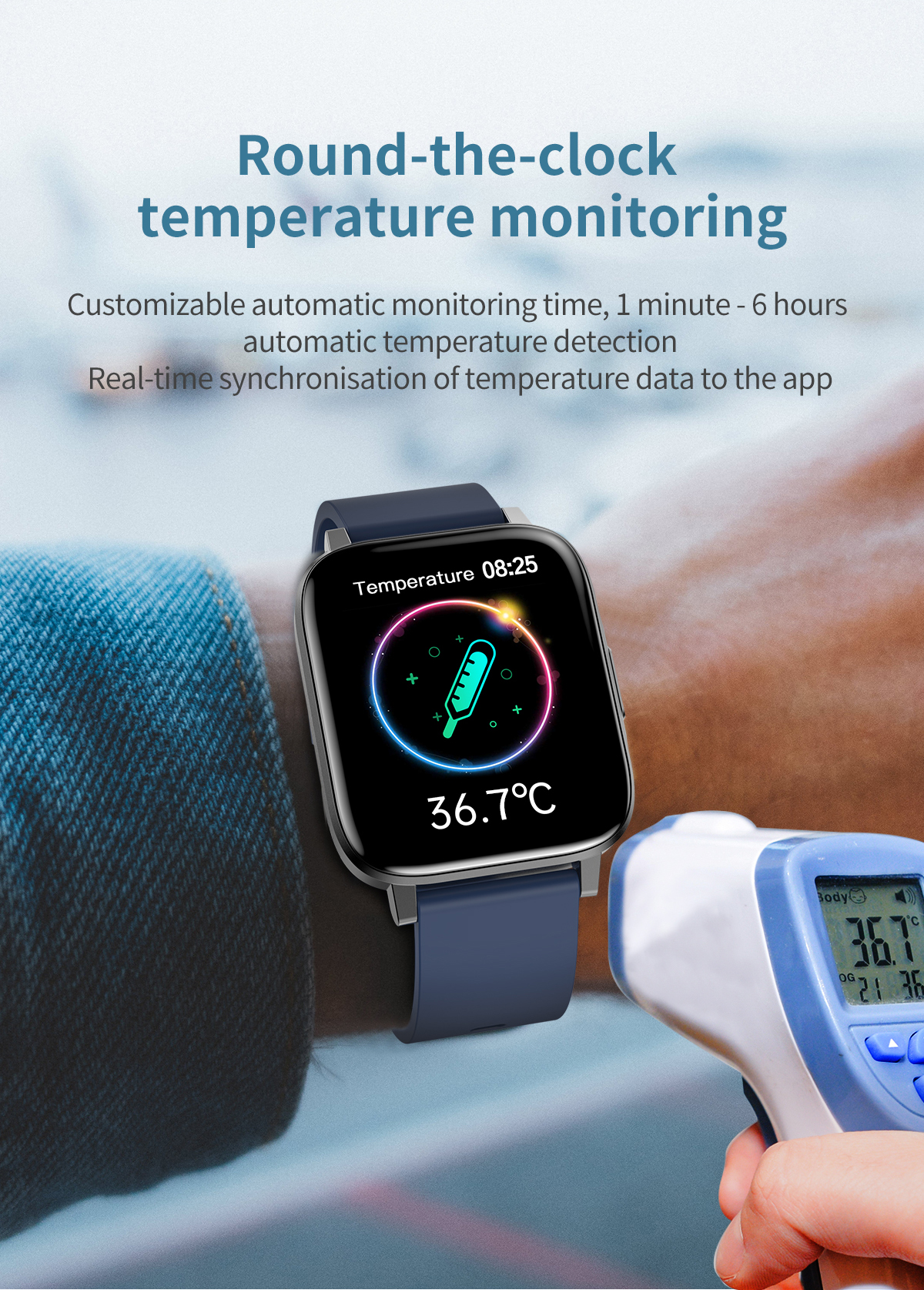 Reloj inteligente F60 para hombre y mujer, accesorio de pulsera resistente al agua IP68 con pantalla táctil de 1,7 pulgadas, control del ritmo cardíaco y la temperatura corporal, VS Y20 P8 W46 D20