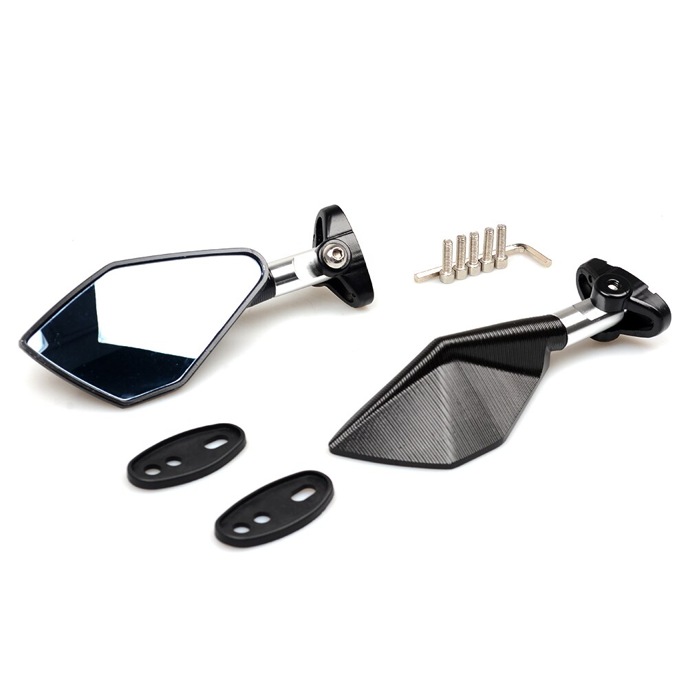 Motorfiets Spiegels Accessoires Rear View Side Spiegel voor KAWASAKI ZX6R ZX7R ZX9R ZX12R ZZR 400 ZX10R NINJA 300 YZF R1 r3 R6 FZ6: Zilver