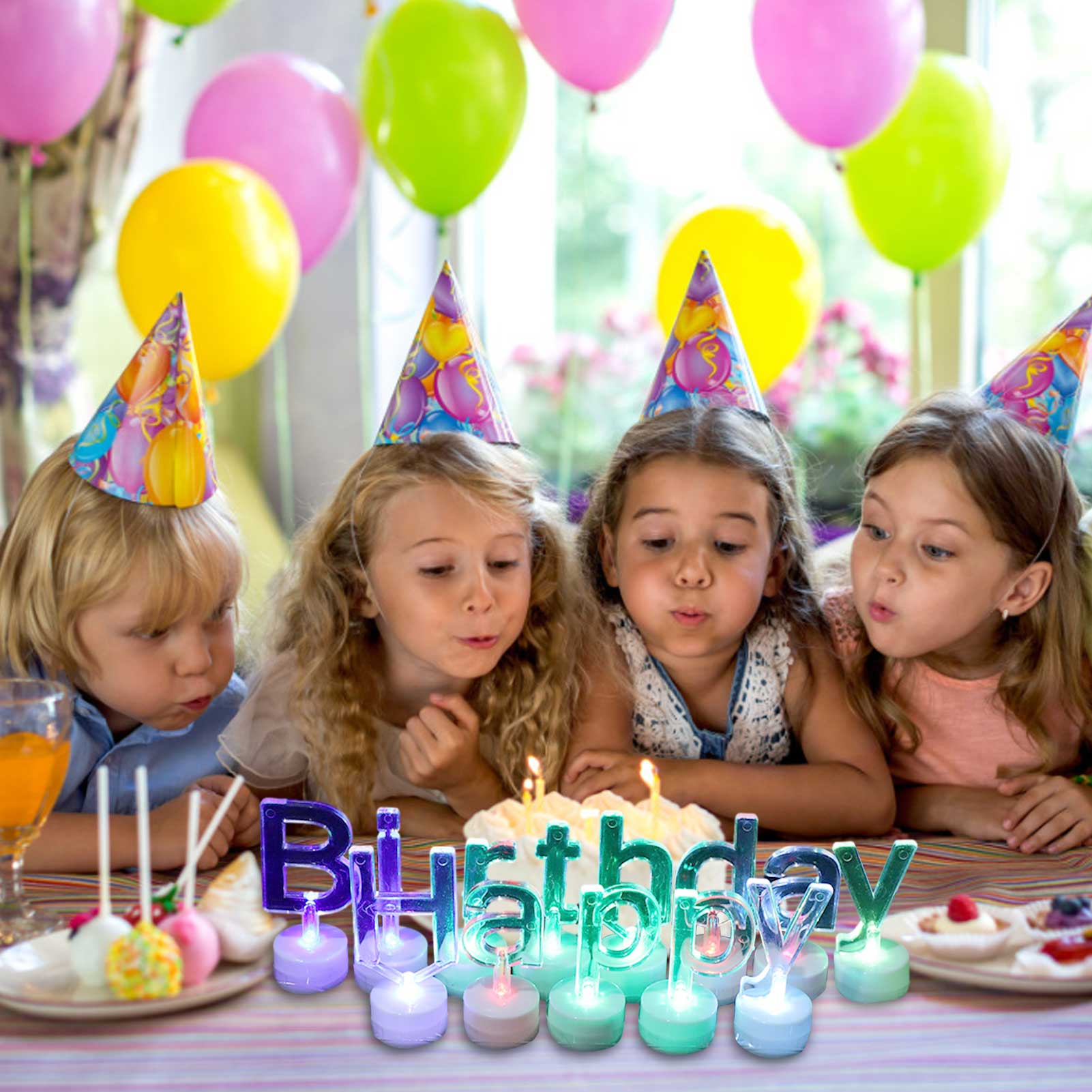 Led English Candle Colorful Glowing Happy Birthday Candle Light