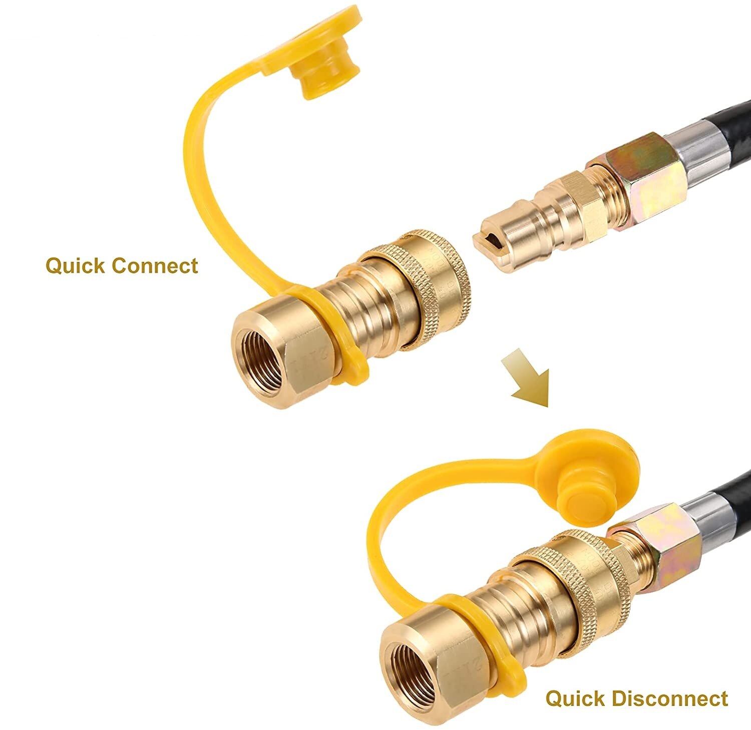 1set 20 feet Propane Quick-Connect Hose with 3/8 Inch Gas Quick Disconnect Plug Connect Valve fit for Low Pressure System