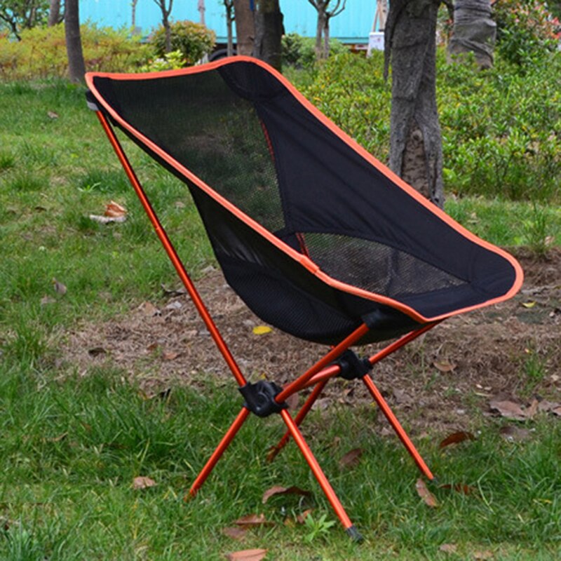 Letvægts udendørs kompakt lav ryg aluminium folde campingstol sammenfoldelig picnic stol sammenfoldelig fiske strand stol: Orange