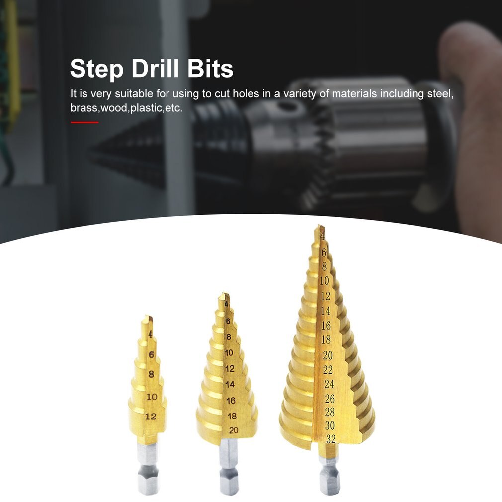 Hss Titanium Coated Stap Boor Set Hex Shank Stap Cone Boren Bit Voor Metaal Hout Boorgat Snijgereedschap