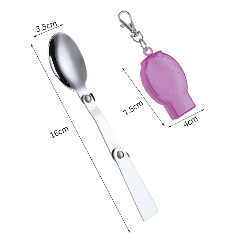 1pc 304 foldbar ske i rustfrit stål, bordservice, udendørs bærbar, tredobbelt ske, gaffel, rejsefoldbar ske: Grøn