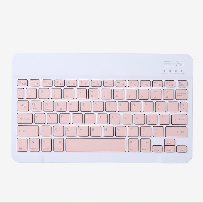 Portable Wireless Bluetooth Keyboard For IPad Samsung Xiaomi Android Tablet Ultra Thin Universal Bluetooth Keyboard Mouse Sets: Pink