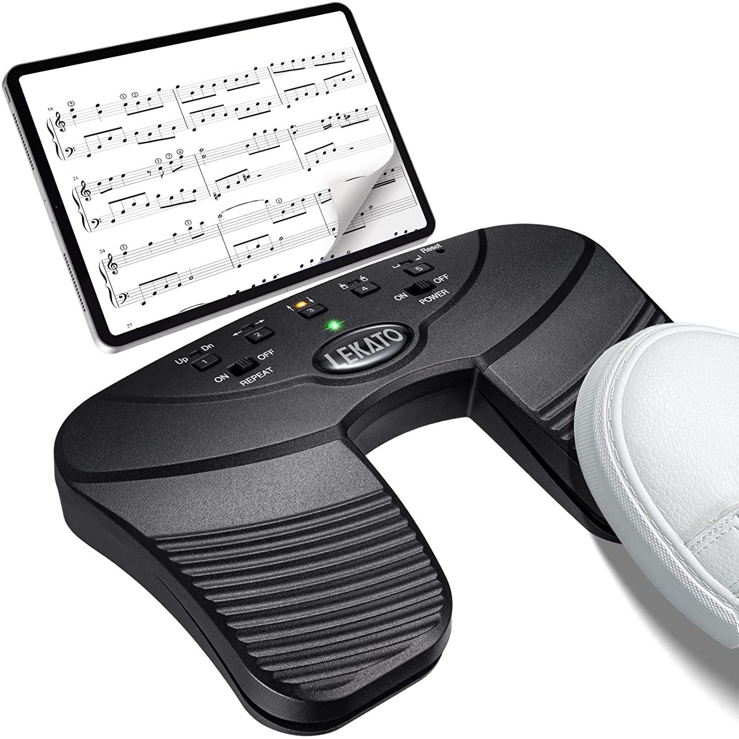 Lekato Bluetooth Page Music Turner Pedaal USB Oplaadbare Draadloze Page Turner Stil voetpedaal voor Ipad Iphone Tablet Laptop