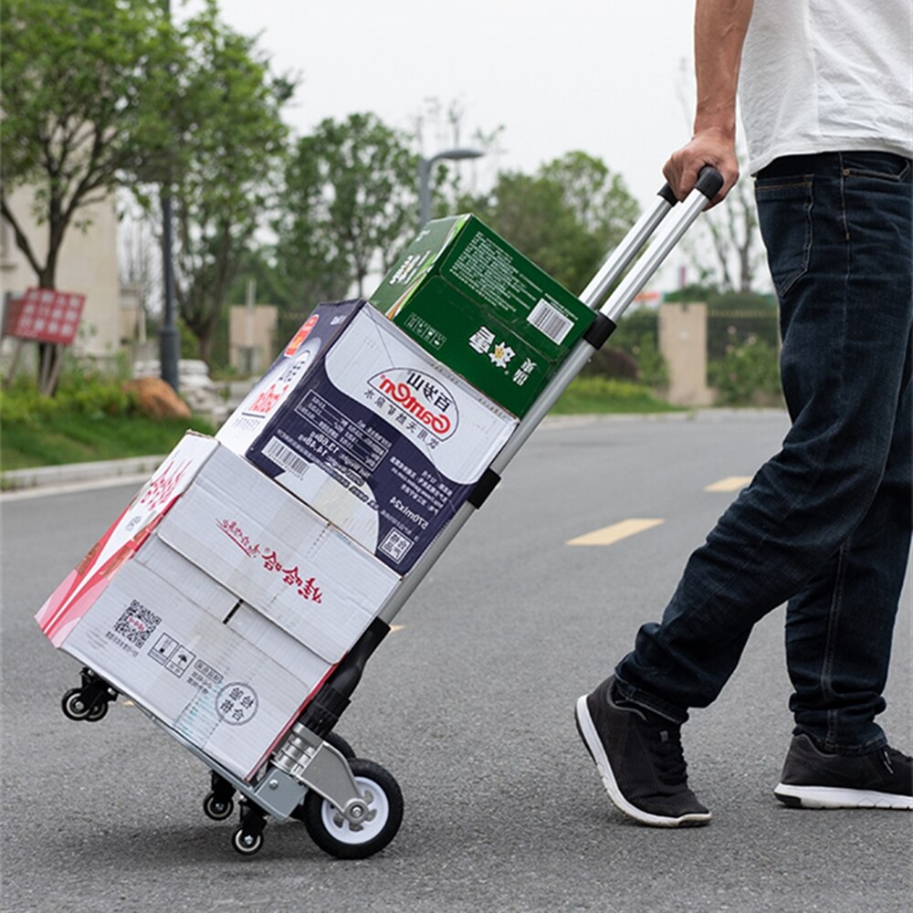 B-LIFE Folding Hand Truck Dolly Heavy Duty 2-Wheel Aluminum Cart Compact and Lightweight for Luggage Moving and Office Use