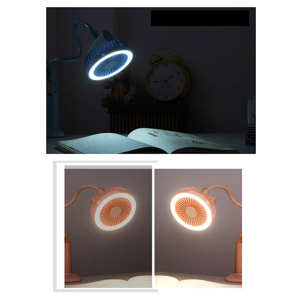 Portable USB Fan flexible with LED light Adjustable Cooler Mini Fan Handy Small Desktop USB Cooling Fan