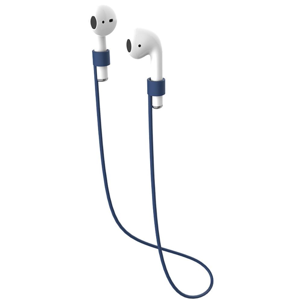 Durable Soft Silicone Neckband Anti-lose Cable Lanyard for Apples Air-Pods Bluetooth Earphones Easy To Install: Navy Blue