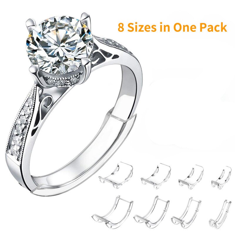 8pcs/set Silicone Invisible Ring Size Adjuster Transparent Ring Adjuster Reducer Ring Sizer Fit Any Rings