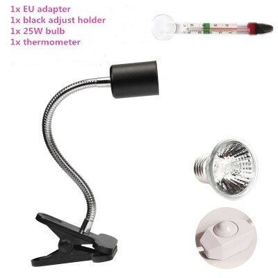 25w uva&uvb juster temperatur lamper skildpadde krybdyr varme tilbage kæledyr lys skildpadde calcium solarium akvarie habitat belysning: Juster sort lampe