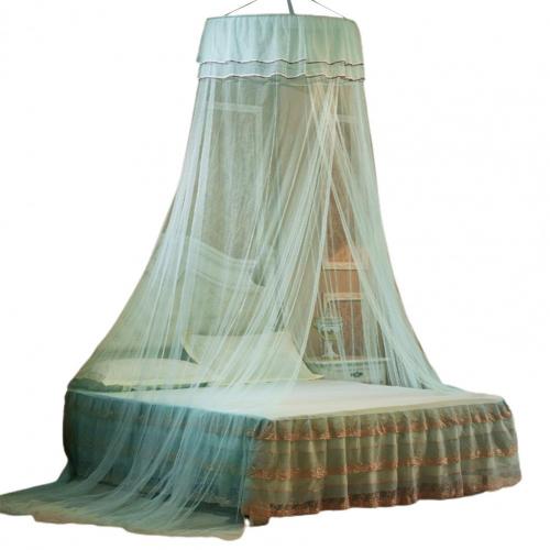 6 Color Lace Bed Canopy Mosquito Net  Hung Dome Mesh Canopy Princess Round Dome Bedding Net Bed Mosquito Netting: Water Blue